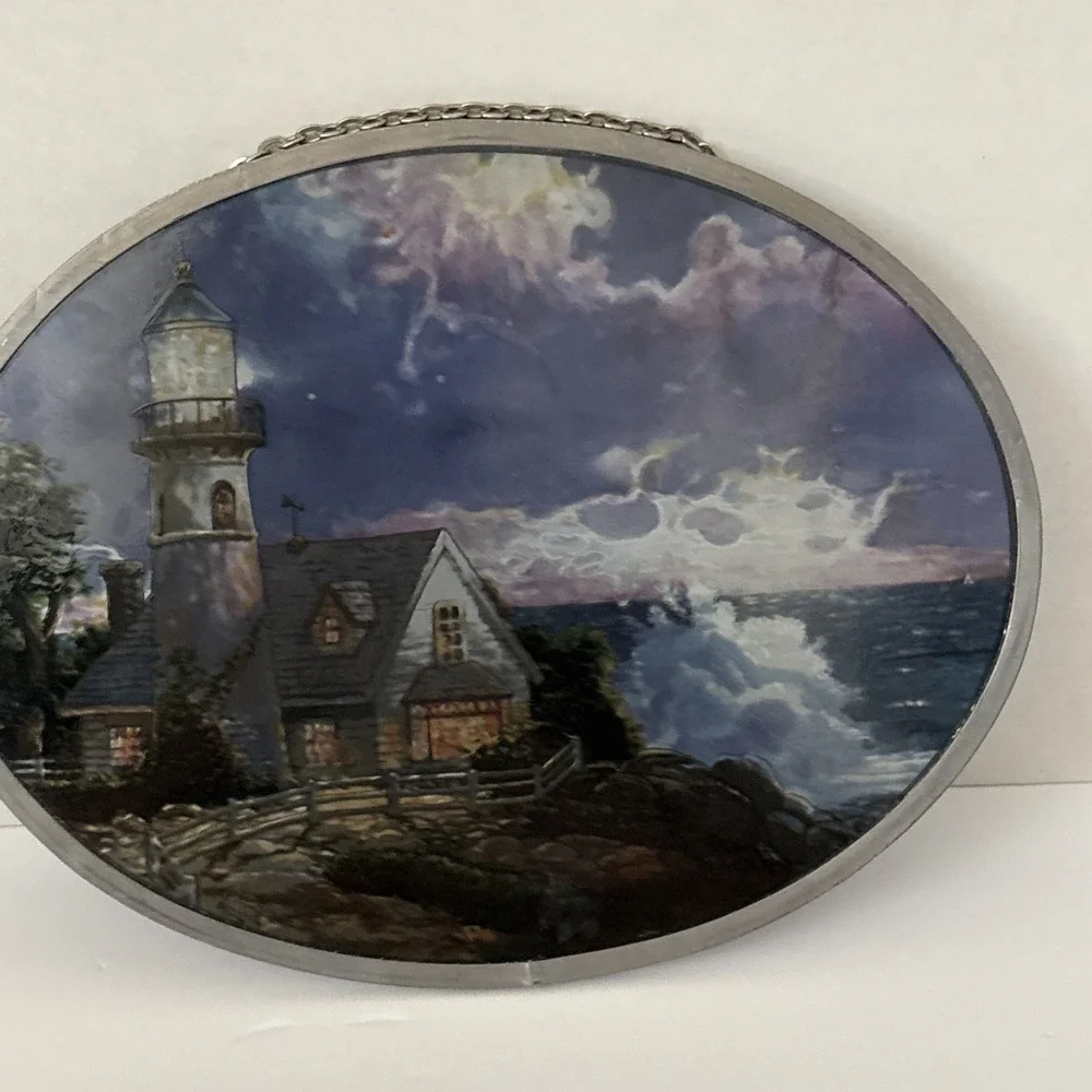 Thomas Kinkade Stained Glass Suncatcher: Light In The Storm & The Light Of Peace